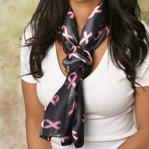 Pink Ribbon Scarves in Black (54” long ,9.5” wide)